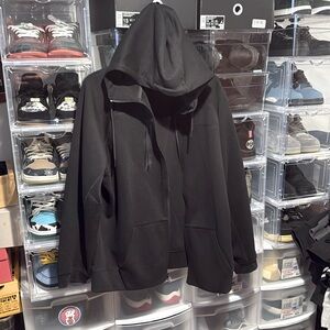 Men’s heavyweight black full zip up hoodie with side zip pocket on chest 3XL 🔥